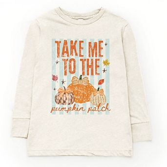 Take Me to the Pumpkin Patch Stripes - Youth Long Sleeve Graphic T-Shirt