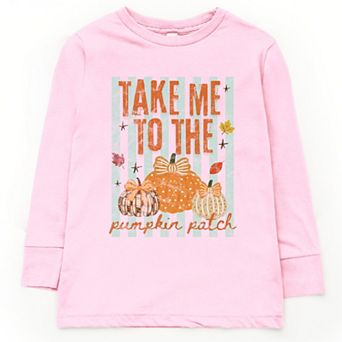 Take Me to the Pumpkin Patch Stripes - Youth Long Sleeve Graphic T-Shirt