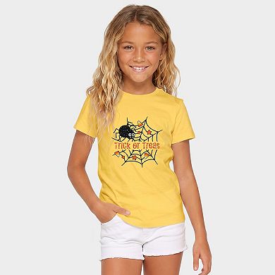Trick or Treat Spiderweb Glitter - Youth Short Sleeve Graphic T-Shirt