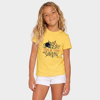 Trick or Treat Spiderweb Glitter - Youth Short Sleeve Graphic T-Shirt