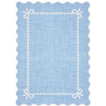 Soft Low Pile Scalloped Area Rug Washable Non-Slip Carpet for Living Room, Bedroom, Nursery, Dorm