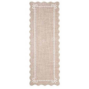 Soft Low Pile Scalloped Area Rug Washable Non-Slip Carpet for Living Room, Bedroom, Nursery, Dorm