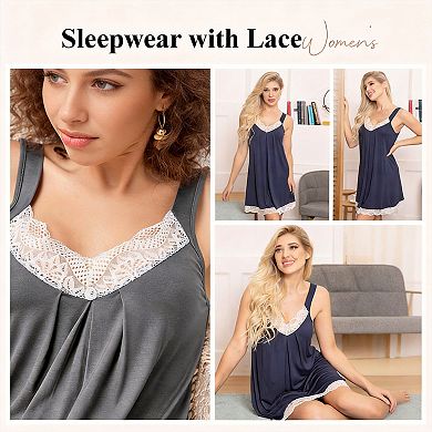 Women's V-neck Lace Chemise Nightgown