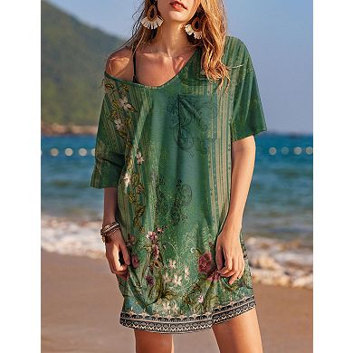 Women V Neck Nightgown Casual Sleepshirt Tshirt