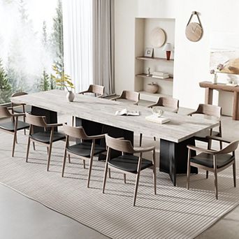 63 Inch Rectangular Dining Table for 4-6 People, MDF Kitchen Table with Stable Y-Shaped Legs, Gray