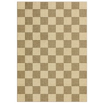 Washable Checkered Area Rug Soft Non-Slip Low Pile Modern Plaid Geometric Carpet for Living Room