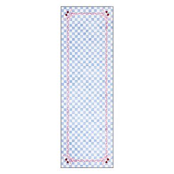 Cute Coquette Washable Checkered Cherry Area Rug Soft Non-Slip Low Pile Farmhouse Carpet