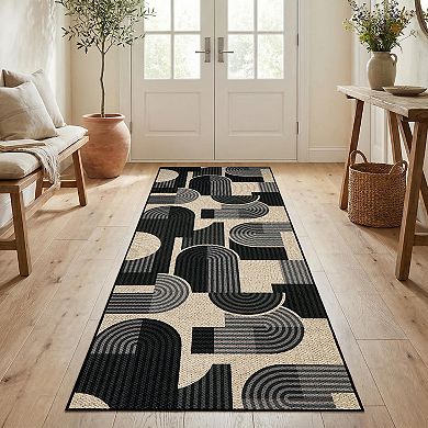 Geometric Pattern Washable Area Rug for Bedroom Living Room Soft Foldable Easy to Clean Carpet