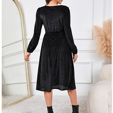 Women's Maternity Long Sleeve V Neck Babydoll Elegant Work Office Dress