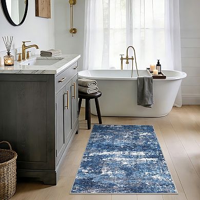 Abstract Machine Washable Area Rug Soft Stain-Resistant Living Room Carpet with Non-Slip Backing
