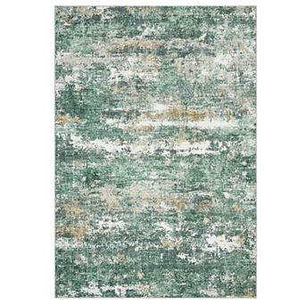 Abstract Machine Washable Area Rug Soft Stain-Resistant Living Room Carpet with Non-Slip Backing