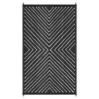Reversible Outdoor Rug- Waterproof Striped Patio Carpet - Durable, Easy to Clean Plastic Straw Mat