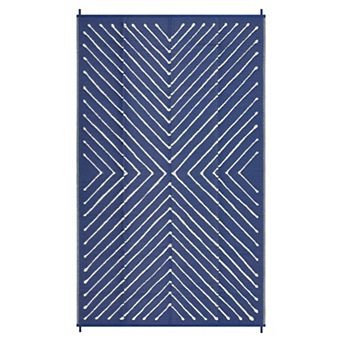 Reversible Outdoor Rug- Waterproof Striped Patio Carpet - Durable, Easy to Clean Plastic Straw Mat