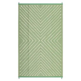 Reversible Outdoor Rug- Waterproof Striped Patio Carpet - Durable, Easy to Clean Plastic Straw Mat