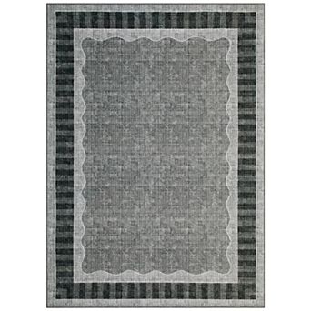 Modern Bordered Washable Area Rug for Living Room Bedroom Dining Room Stain-Resistant Non-Slip Carpe