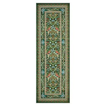 Vintage Washable Floral Area Rug Non Slip, Low Pile, Non Shedding, Distressed Carpet for Living Room