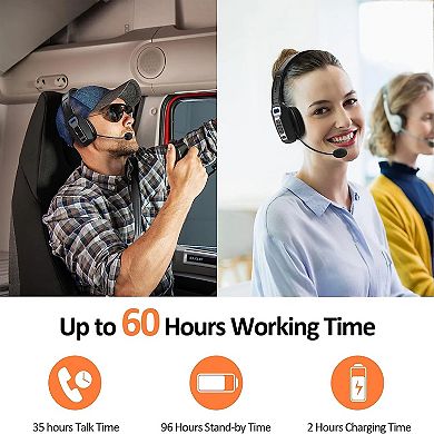 Trucker Bluetooth 5.2 Wireless Headset, Noise Cancelling Mono Ear Headphone with Microphone