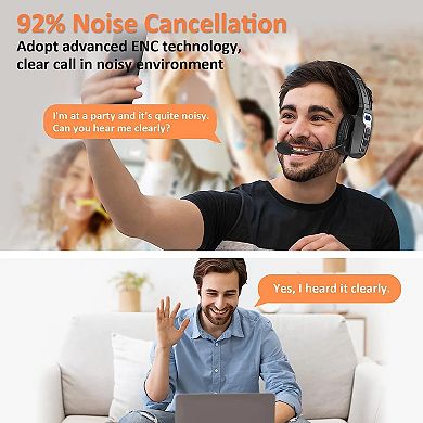 Trucker Bluetooth 5.2 Wireless Headset, Noise Cancelling Mono Ear Headphone with Microphone