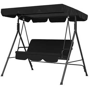 YQNUCO Patio Swing Chair with Cushion, Adjustable Tilt Canopy for Garden Poolside Balcony Backyard