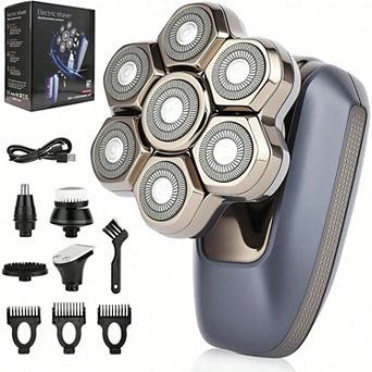 Professional 7D Floating Head Shaver & 5-in-1 Electric Grooming Kit — Wet & Dry Rotary Razor