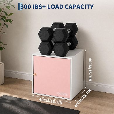 Cube Storage Organizer with Doors - 15.7" x 15.7" Stackable Heavy Duty Metal Storage Cabinet Cube