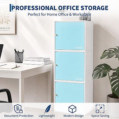 Cube Storage Organizer with Doors - 15.7" x 15.7" Stackable Heavy Duty Metal Storage Cabinet Cube