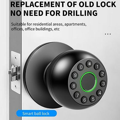 Keyless Entry Smart Ball Door Lock - Biometric Fingerprint & Tuya Bluetooth Electronic Knob