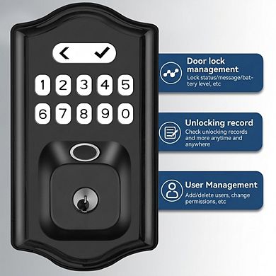Smart Door Lock-Bluetooth APP Control, Semiconductor Fingerprint Scanner, Digital Passcode Keypad