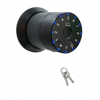 Smart Knob Door Lock - WiFi APP Remote Control, Digital Passcode, IC Card & Emergency Key,Black
