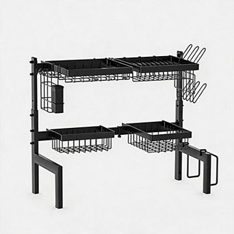 Adjustable Single Layer Dish Rack Carbon Steel - Heavy Duty, Space Saving, Kitchen Sink Organizer