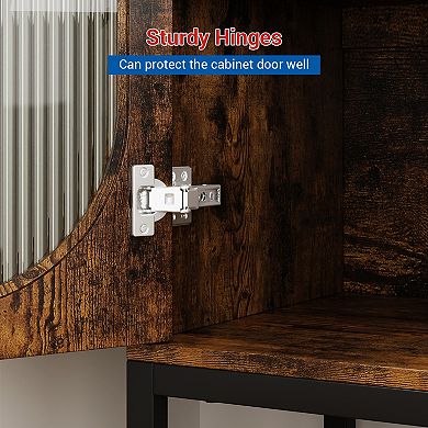 31.5" Sideboard Cabinet,Rattan Storage Cabinet with Adjustable Shelves,Kitchen Pantry Cabinet