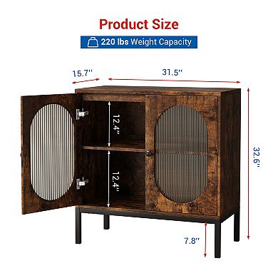 31.5" Sideboard Cabinet,Rattan Storage Cabinet with Adjustable Shelves,Kitchen Pantry Cabinet