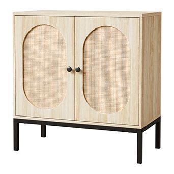 31.5" Sideboard Cabinet,Rattan Storage Cabinet with Adjustable Shelves,Kitchen Pantry Cabinet