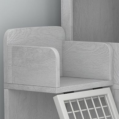 Modern Double-Layer Hidden Cat Litter Box Enclosure - Stylish Indoor Cat House with Platform &Ladder