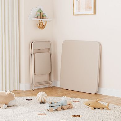 Folding Kids Table and Chair Set, 3-Piece No Assembly Needed, Portable & Space-Saving