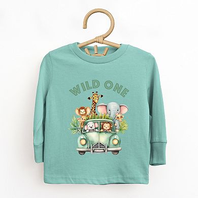 Wild One Animals Car - Toddler Long Sleeve Graphic Tee