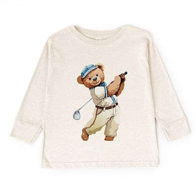 Watercolor Golf Bear - Toddler Long Sleeve Graphic Tee