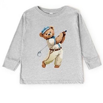 Watercolor Golf Bear - Toddler Long Sleeve Graphic Tee