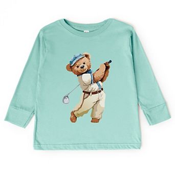 Watercolor Golf Bear - Toddler Long Sleeve Graphic Tee