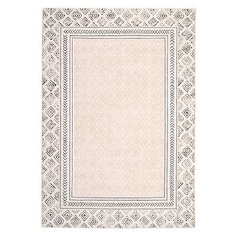Modern Geometric Bordered Washable Area Rug Ultra-Soft Non-Slip Carpet for Bedroom Living Room