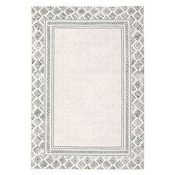 Modern Geometric Bordered Washable Area Rug Ultra-Soft Non-Slip Carpet for Bedroom Living Room