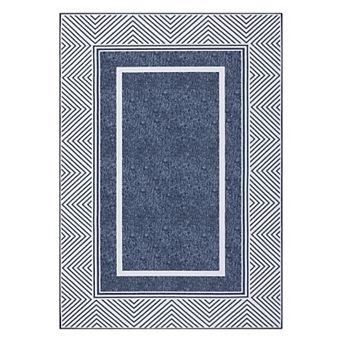 Modern Geometric Washable Area Rug Non-Slip Stain-Resistant Carpet for Living Room Bedroom
