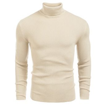 COOFANDY Mens Ribbed Slim Fit Knitted Pullover Casual Turtleneck Sweater