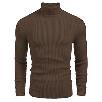COOFANDY Mens Ribbed Slim Fit Knitted Pullover Casual Turtleneck Sweater