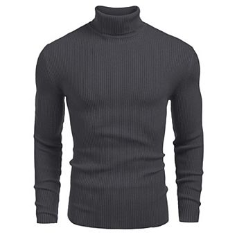 COOFANDY Mens Ribbed Slim Fit Knitted Pullover Casual Turtleneck Sweater