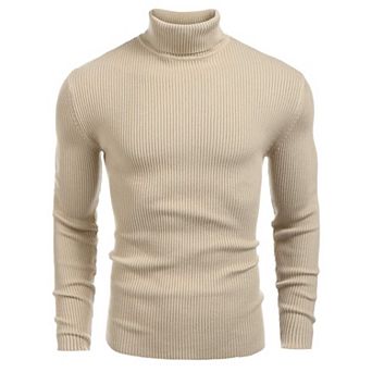 COOFANDY Mens Ribbed Slim Fit Knitted Pullover Casual Turtleneck Sweater