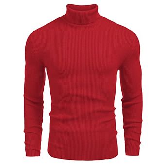 COOFANDY Mens Ribbed Slim Fit Knitted Pullover Casual Turtleneck Sweater