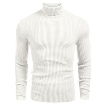 COOFANDY Mens Ribbed Slim Fit Knitted Pullover Casual Turtleneck Sweater