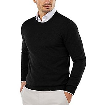 COOFANDY Men Crew Neck Sweater Ribbed Knit Slim Fit Long Sleeve Pullover Top for Casual Dressy
