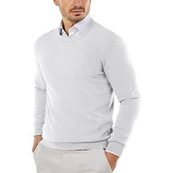 COOFANDY Men Crew Neck Sweater Ribbed Knit Slim Fit Long Sleeve Pullover Top for Casual Dressy